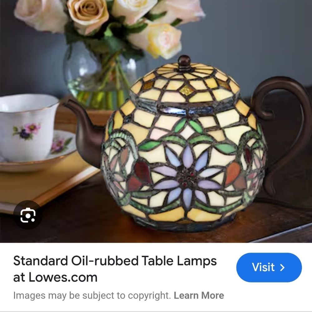 Tiffany Stained Glass Teapot Lamp